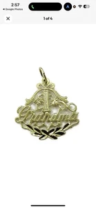 14K Gelbgold Zahl # 1 Oma Charm Halskette Anhänger 1,12 g - Bild 1 von 6