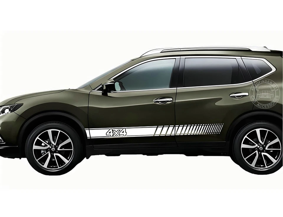 Calcomanías de vinilo a rayas gráficas 2 piezas adhesivas laterales para puerta de auto para Nissan X-trail 4x4 Foto 1 de 4