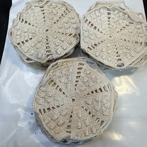 Lot Of 27 Vintage Doily, Hand Crocheted, Off White, Cotton - Picture 1 of 2