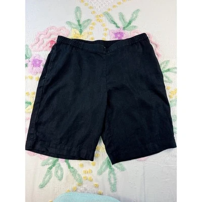 Pantalones cortos para mujer J.Jill Love de lino negros cintura elástica talla M Foto 1 de 4