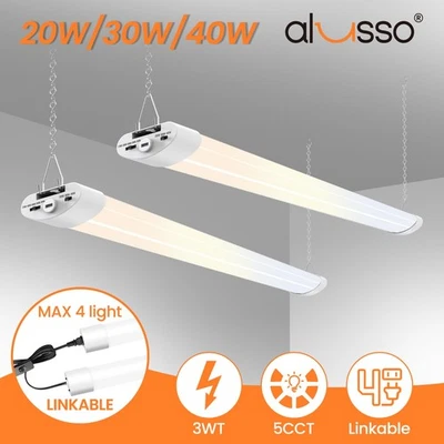 ALUSSO 2 PACK 4FT LED Shop Light 4800lm 20W 30W 40W Linkable Utility Light for Garage