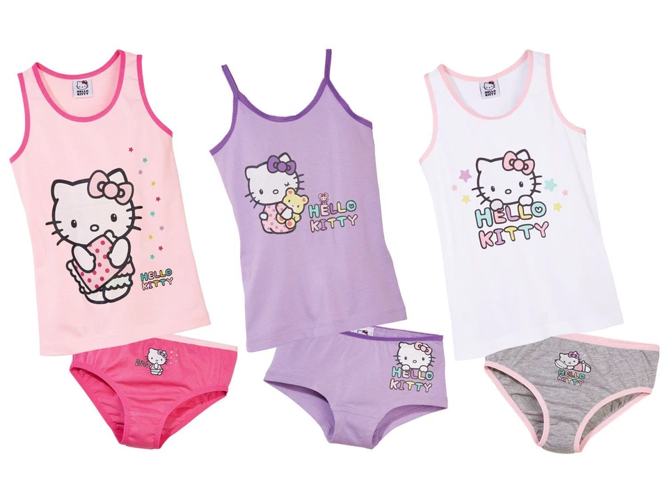Hello Kitty Unterwäsche Set 98 104 110 116 122 128 134 140 Slip Hemd Mädchen