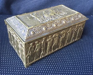 COFFRET EN BRONZE DÉCOR ANTIQUE / GLADIATEUR / BOÎTE / POINÇON - Imagen 1 de 10