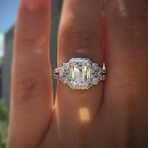 925 Silver Wedding Rings Women Cubic Zirconia Jewelry Gift Size 7 Gift - Picture 1 of 5