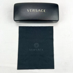 Versace Brillen Hartschalenetui schwarz auf schwarzem Clamshell mit Versace Tuch - Bild 1 von 8