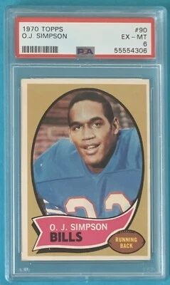 1970 Topps #90 O.J. Simpson Rookie PSA 6 EX-MT Buffalo Bills  RC NFL HOF - Image 1 of 2