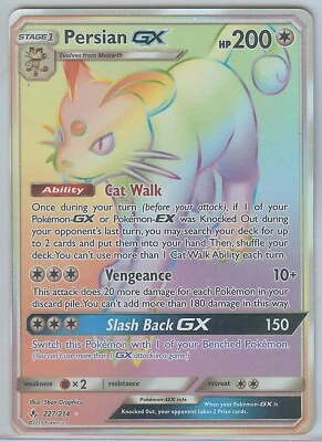 Pokémon TCG Persian GX Unbroken Bonds Holo Secret Rare Card 227/214 - Image 1 of 2