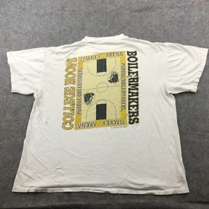 Vintage Purdue Boilermakers Shirt Mens 2XL White Basketball Spell Out Thrashed * - Picture 1 of 22