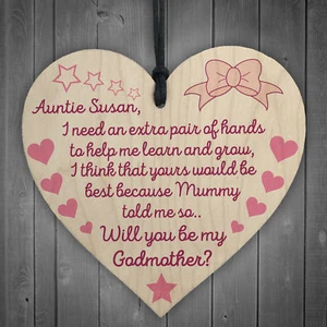 Personalised Will You be My Godmother Godparent Hanging Plaque Baby Gift Sign - Picture 1 of 6