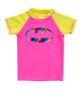 Ladies Junior's DC Comics Batman Logo Spectrum Metallic Bathing Suit Rash Guard - Picture 1 of 11