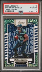 Zach Charbonnet - 2023 Absolute Green Waves - RC Rookie - /50 - PSA 10 - POP 1 - Picture 1 of 2