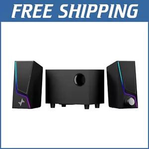 Elevate Your Sound with 28W 2.1 Speakers & Subwoofer - USB Powered with Lighting - Picture 1 of 8