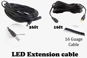 Heavy Duty 16 AWG Extension Cable 16ft - 26ft for LED light Surveillance Camera - Picture 1 of 15