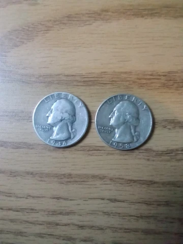 1958 D And 1946 Silver Washington Quarters Coins Error Cover