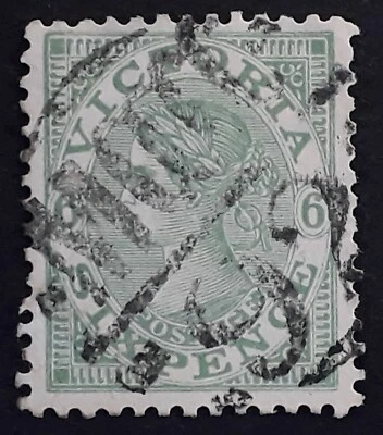 Undated Victoria Australia 6d Dull Green Postage stamp MCCCC 92 WALWA  Postmark - Image 1 of 2