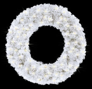 3' White Sequoia Wreath with Pre-Lit Warm White LED Lights - Picture 1 of 1