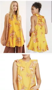 FREE PEOPLE Women's Summer In Tulum Printed Linen Blend Tunic Shirt Top L NWT - Picture 1 of 5