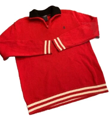 Suéter Izod Niño Juvenil Grande 10/12 1/4 Cremallera Preppy Rojo Vacaciones Esquí Lodge Nieve Foto 1 de 4