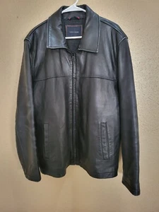 Tommy Hilfiger Men's Black Leather Jacket. Size XL,Condition Is Very Good. - Picture 1 of 5