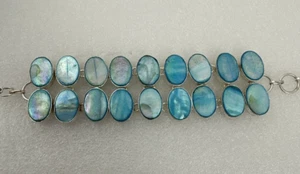 Pulsera de plata de ley .925 ~ 18 ~ 14 mm x 18 mm ovalada azul madreperla 8" - Imagen 1 de 10