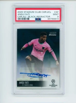 2020 Ansu Fati Topps Stadium Club Chrome Black Refractor Autographed 8/10 PSA 9 - Image 1 of 3