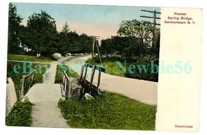Germantown NY - POWDER SPRING BRIDGE - Hand Colored Postcard Columbia County - Picture 1 of 2