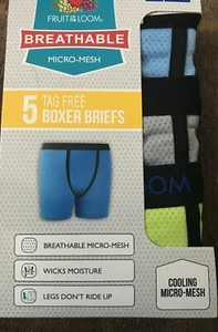 Boys' Fruit of Loom Breathable Micro-Mesh Boxer Briefs 5-pk - S --NEW - Picture 1 of 6