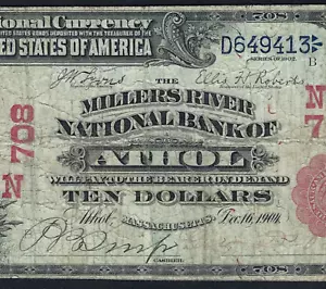 🇺🇸 MA 1902 $10 RED-SEAL ♚♚ATHOL,MASSACHUSETTS♚♚ PMG FINE 12 ONLY RED-SEAL ! - Picture 1 of 3
