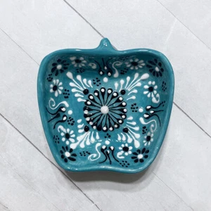 Soporte para bolsa de té de manzana Ozen cuchara anillo de descanso plato azul floral cerámica turca - Imagen 1 de 25