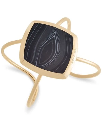 Michael Kors Gold-Tone SS Black Stone Open Cuff Bracelet NWT MSRP $145 - Image 1 of 4