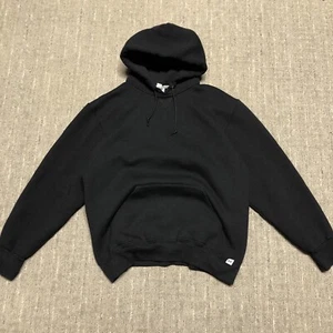 Vintage Y2K Russell Athletic Blank Hoodie Men Size L Black Pullover Basic - Picture 1 of 10