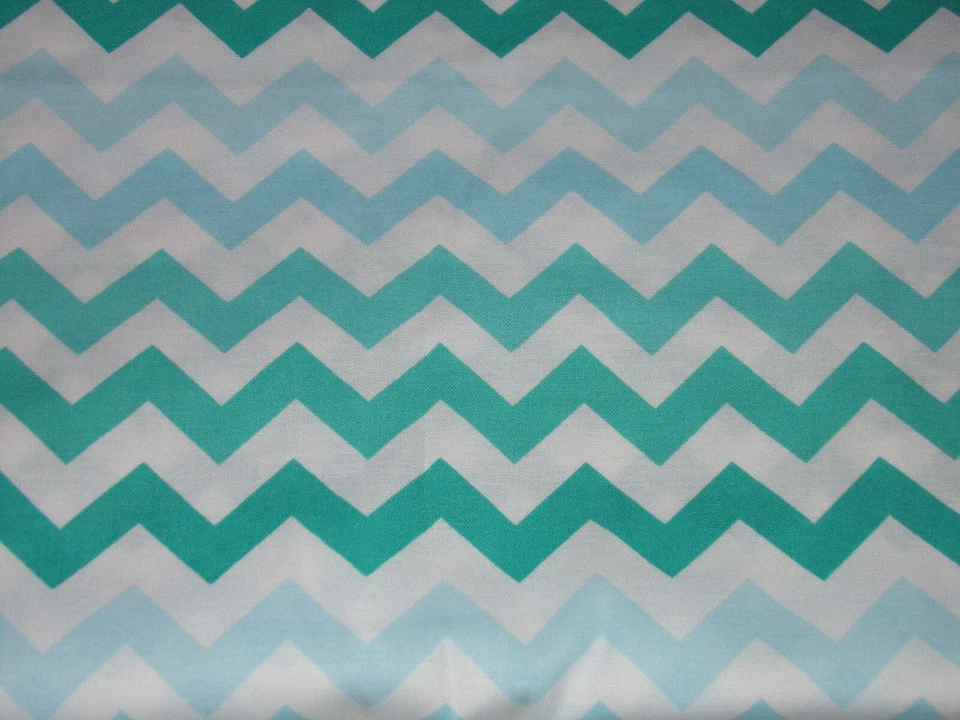 Teal Green Chevron Quality Cotton Fabric - 3 Yards x 44" - Image 1 of 1