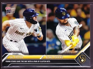 SAL FRELICK BLAKE PERKINS Brewers Rookie vs Pirates 2023 Topps Now #661 Base SP - Picture 1 of 2