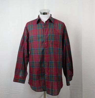 Mainstream Men's Long Sleeve Button-Up Shirt Multicolor Plaid Large #2728 - Image 1 of 4