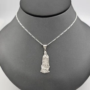 925 Solid Sterling Silver Our Lady Virgen Guadalupe Silhouette Pendant Necklace - Picture 1 of 6
