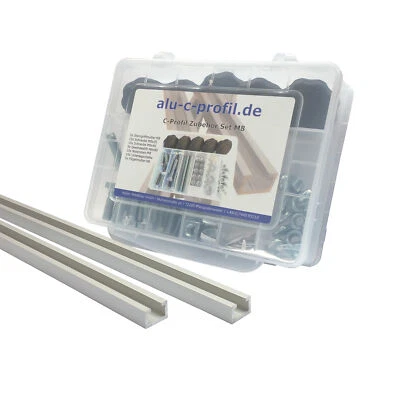 2 St. 1m C Profil M8 Aluminium T Nut Alu Profilschiene +Zubehör Schrauben 55tlg. - Bild 1 von 4