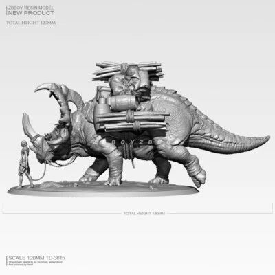 120mm horned dinosaur Unpainted Model Kits Unassembled YUFAN Garage Kit - Image 1 of 4