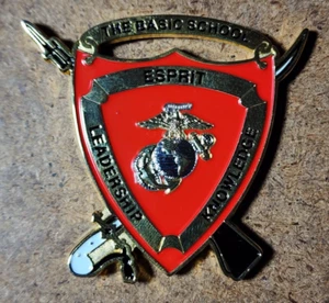 USMC Basic School Challenge Coin - EGA, Marines - Esprit, leadership, Knowledge - Picture 1 of 4