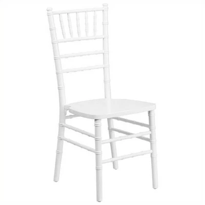 Cadeira lateral de jantar empilhável Flash Furniture Hercules madeira chiavari em branco - Imagem 1 de 4