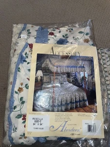 Vintage Priscilla Curtain Panels Pair Light Blue Ruffle Trim Cottagecore - Picture 1 of 8