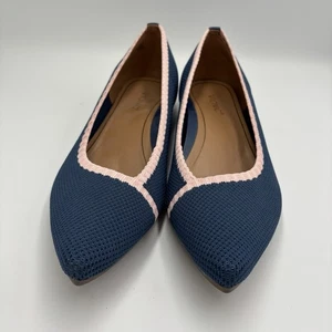 Vionic Dahlia Ballet Flats Pointed Toe Slip On Womens Sz 9.5 Navy Pink Office - Picture 1 of 8