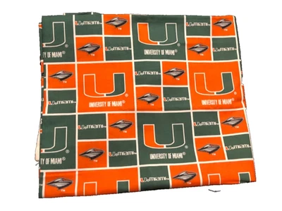 UNIVERSITY of MIAMI HURRICANES SQUARE DESIGN by Sykes 38”x43” Cotton - Image 1 of 4