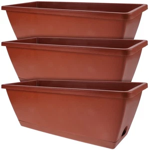 3 Pezzi Fioriera Rettangolare in Plastica Vaso per Fiori Balcone Fioriera Vasi - Foto 1 di 12