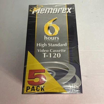 批量 7 张 Memorex 6 小时高标准视频磁带 T-120 VHS 全新! — 第 1/4 张图片