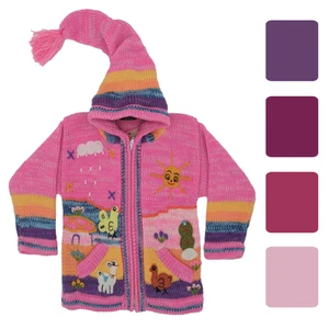 Alpaca Wool Age 1-2 Kids Cardigan Jacket Coat Pixie Hoody Children's Winter Warm - Picture 1 of 21