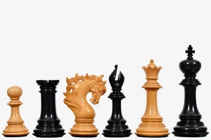 Viking Series Triple Weighted Luxury Chess Pieces in Ebony & Boxwood – 4.4" King - Picture 1 of 14