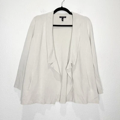 Cárdigan Suéter Eileen Fisher Seda Algodón Orgánico Mediano Invierno Blanco Foto 1 de 4