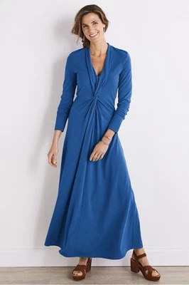 Soft Surroundings Lagia Blue Lagenlook MaxiDress PS Comfy Boho Cottagecore 3DP97 - Image 1 of 4
