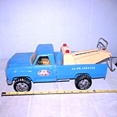 Vintage TONKA  AA Wrecker  Pressed Steel Blue Service Tow Truck 15.5" Pre-Owned - Image 1 of 4
