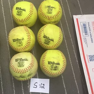 6x Used Wilson A9106 Yellow Softballs * Nice Softball - Picture 1 of 2